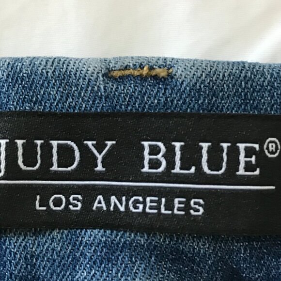 Judy Blue Skinny Fit Jeans Women 3/26 Blue Distressed Mid Rise Dark Wash Preppy - Picture 3 of 13